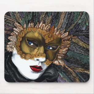 Mousepad Máscara preta e Dourado do carnaval por PSOVART