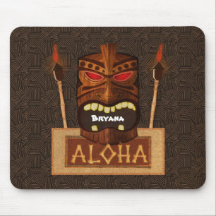Mousepad Máscara Tiki de Madeira Vintage Retro ALOHA Havaia