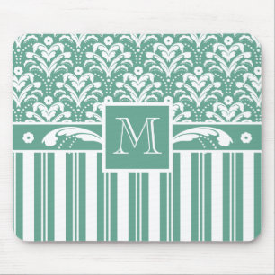 Mousepad Máscara Verde Elegante com seu monograma