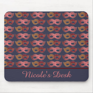 Mousepad Máscaras de Mascarada Borgonha Personalizadas Padr
