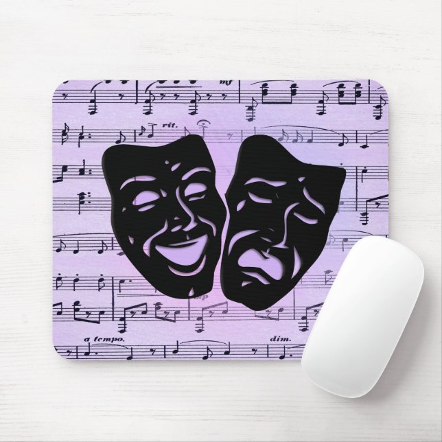Mousepad Máscaras de Música e Teatro Puros (Com mouse)