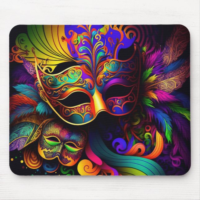 MOUSEPAD MÁSCARAS MARDI GRAS BREVEMENTE COLORIDAS (Frente)