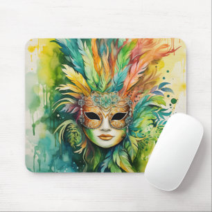MOUSEPAD MÁSCARAS MARDI GRAS VERDE E LARANJA
