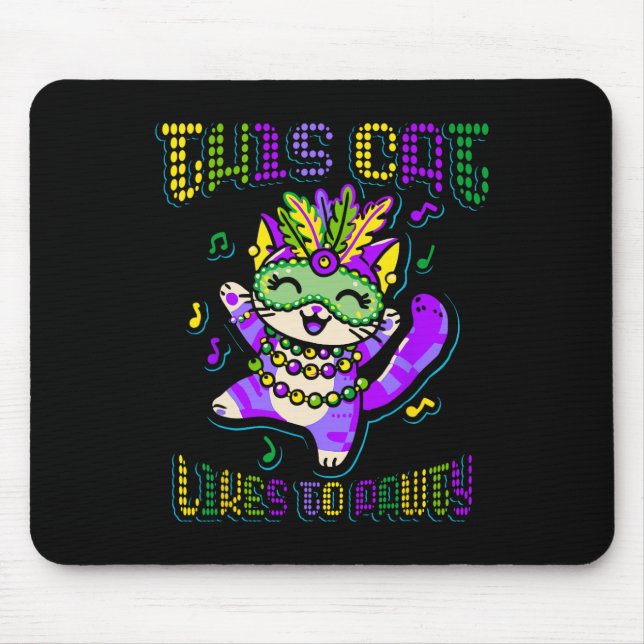 Mousepad Masque Mardi Roupa Costumes Mardi Gras Cat (Frente)