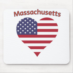 Mousepad Massachusetts American Flag Heart