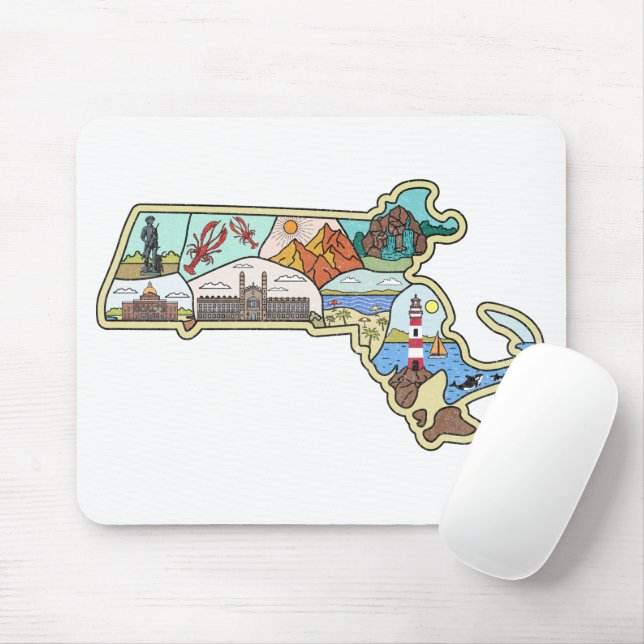 Mousepad Massachusetts Map Boston Cape Cod Salem Souvenir (Com mouse)