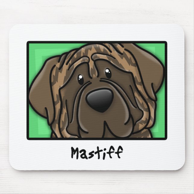 Mousepad Mastiff rajado quadrado dos desenhos animados (Frente)