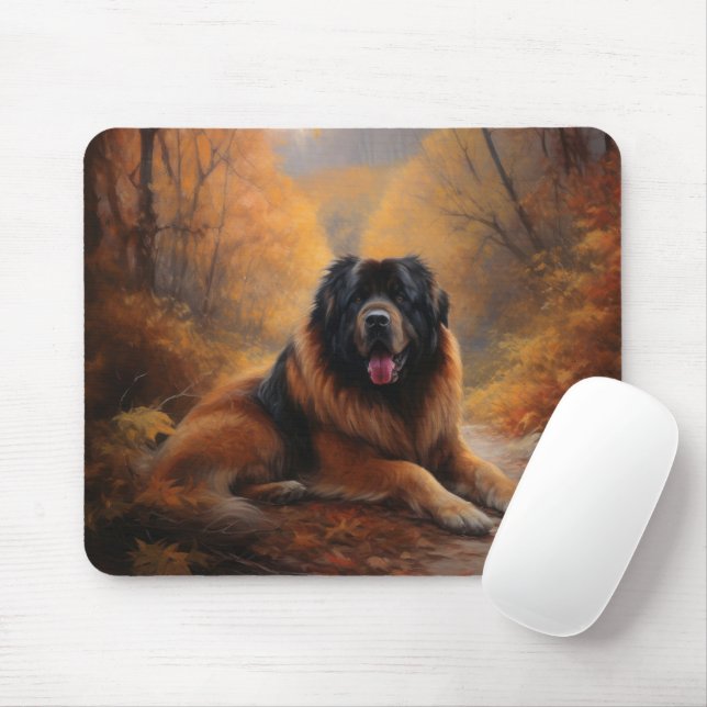 Mousepad Mastiff Tibetano no outono deixa cair inspiração (Com mouse)