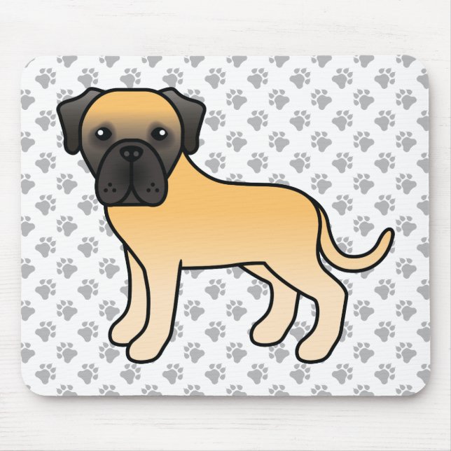 Mousepad Mastim Inglês Fawn Cachorro de Desenho Animado Fof (Frente)