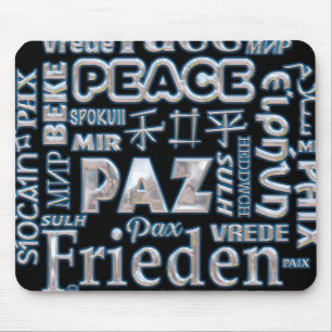 Mousepad Mat preto e cromo de rato multilíngue