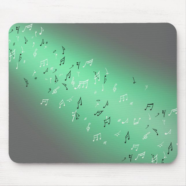Mousepad Mat Verde de Mouse Verde com Notas Musicais (Frente)