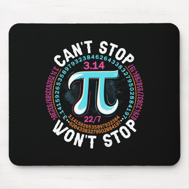Mousepad Matemática do Dia de Pi Retroativo Não Pode Parar  (Frente)