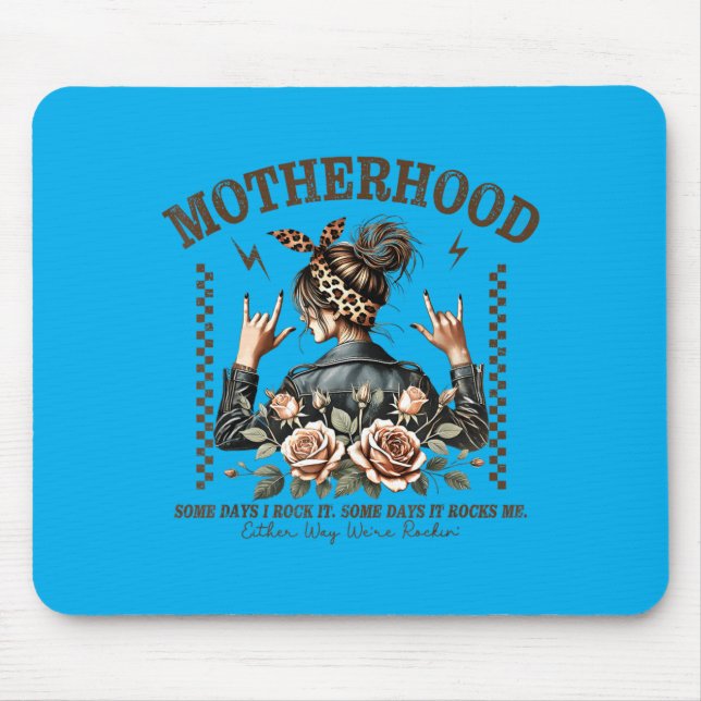 Mousepad Maternidade retrô engraçado dia das mães rocha mam (Frente)