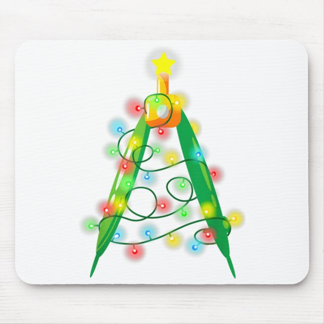Mousepad Math Teacher Comp Christmas Tree Lights School Geo (Frente)
