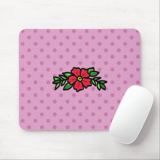 Mousepad Mato de Mouse Rosa de Tradição Vermelha Polkadot R