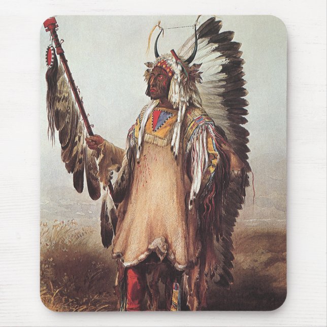 Mousepad Mato-Tope, Retrato Chefe Mandan de Karl Bodmer (Frente)