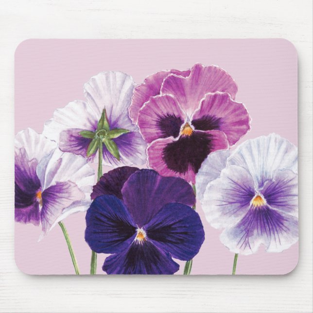 Mousepad Matriz do mouse - Design Floral Pansy (Frente)