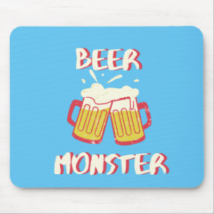 Mousepad Matriz do mouse monstro da cerveja Fundo Azul