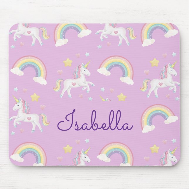 Mousepad Matriz do mouse Unicorn Rainbow Sparkle personaliz (Frente)