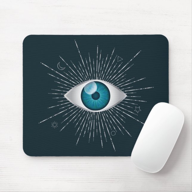 Mousepad Mau de Olhos Nazares de Azul Silver e Teal (Com mouse)