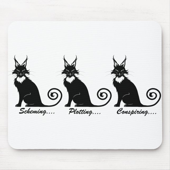Mousepad Mau Plotting Cat Trio (Frente)