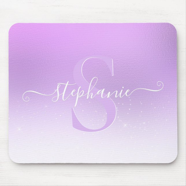 Mousepad Mauve Violet Shimmer Sparkle Monograma (Frente)