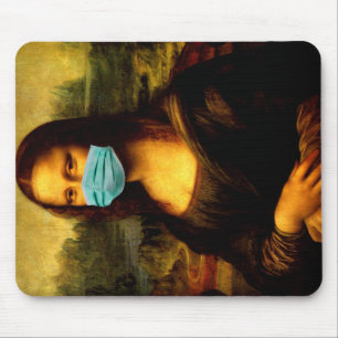 Mousepad Me Engraçado. Máscara de rosto. Mona Lisa em qua