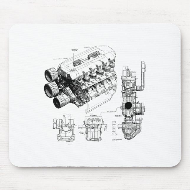 Mousepad Mechanics Car Enthusiast Men Engine Eces  (Frente)