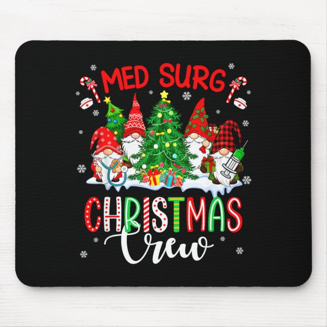 Mousepad Med Surg Christmas Crew Group Gnomes Decorating Xm (Frente)