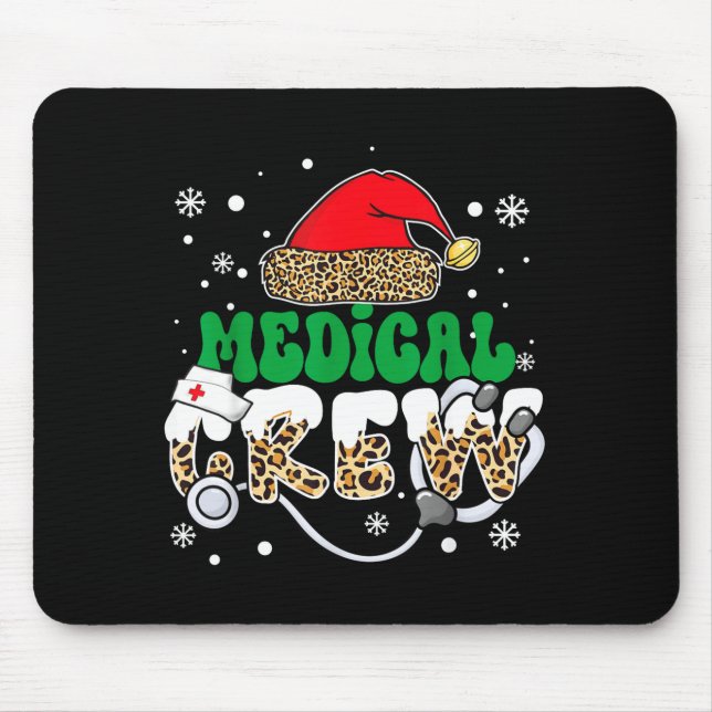 Mousepad Medical Crew Nurse Leopard Santa Hat Stethoscope C (Frente)