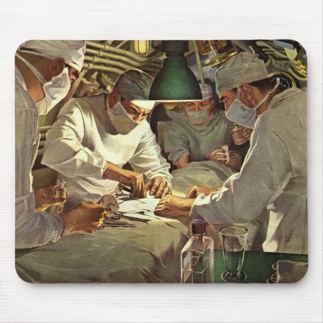 Mousepad Medicamento Vintage, Médicos Cirurgia em ER (Frente)