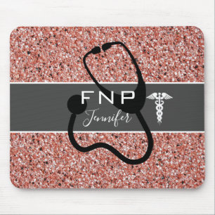 Mousepad Médico de Enfermeiro Estetoscópio Rosa - Glitter