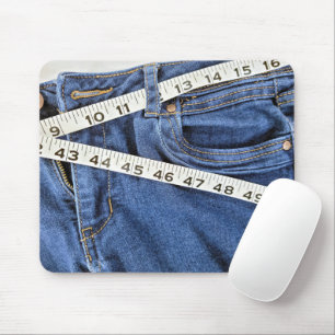 Mousepad Medida de fita em Jeans azuis