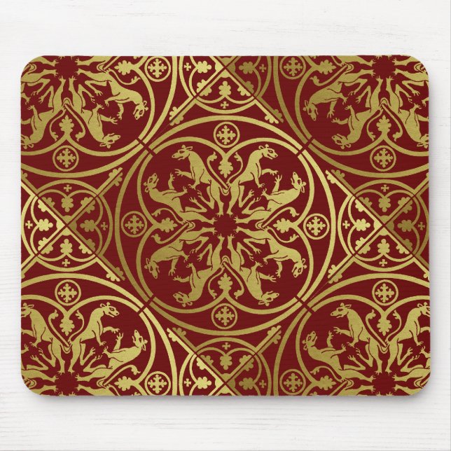 Mousepad Medieval Renaisance Herald Lion Leopard Metálico (Frente)