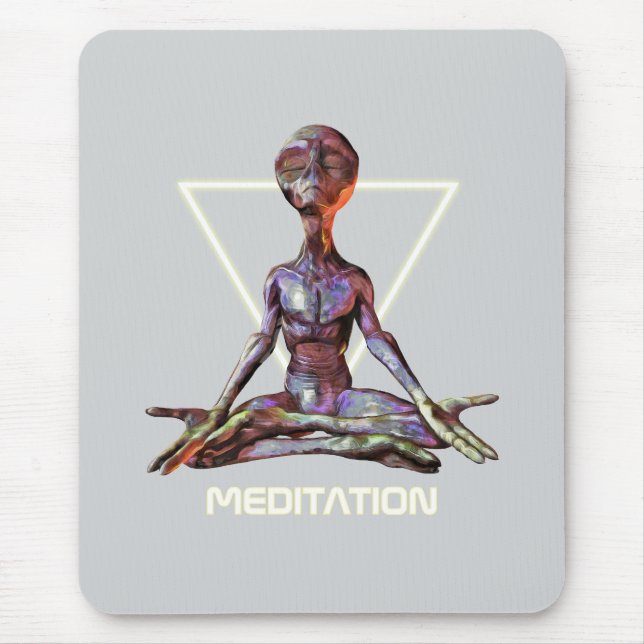 Mousepad Meditação. Alienígena em pose tranquila (Frente)