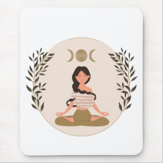 Mousepad Meditação das fases da lua folhada boho clássico