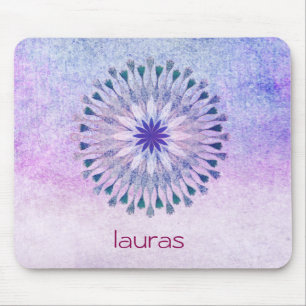 Mousepad Meditação de Peacock Yoga com Aquarela de Flor de