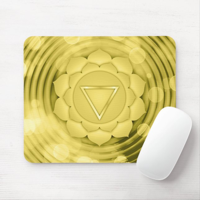 Mousepad Meditação Espiritual de Chakra Zen Yoga, Dourada E (Com mouse)