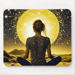 Mousepad Meditação feminina sob a lua celestial