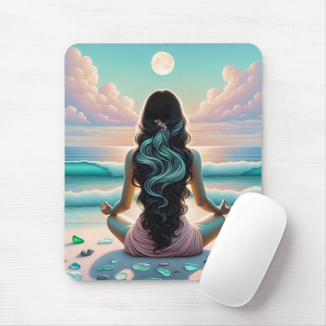 Mousepad Meditação Harmonia em Praia (Com mouse)