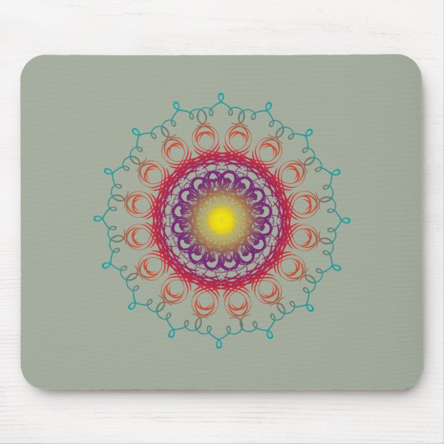 Mousepad Meditação holística Mandala Damask Yoga (Frente)