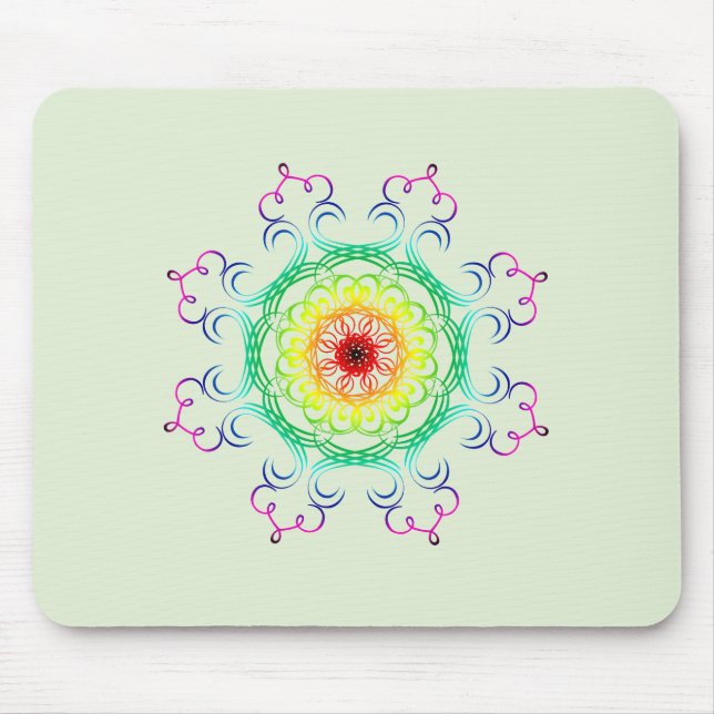 Mousepad Meditação holística Mandala Damask Yoga (Frente)