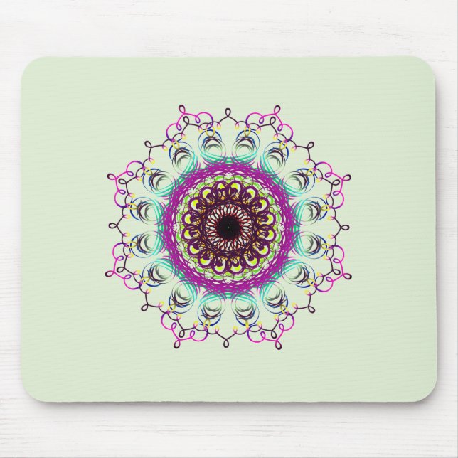 Mousepad Meditação holística Mandala Damask Yoga (Frente)