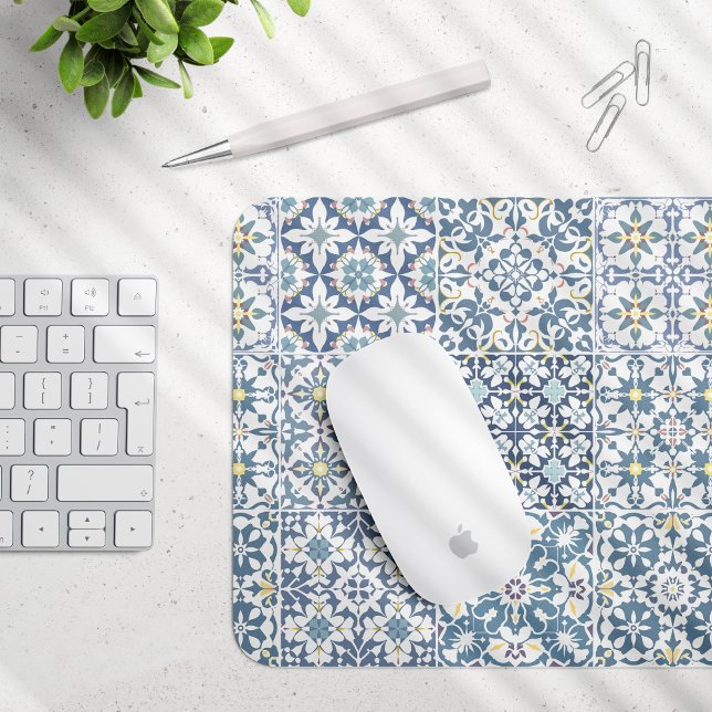 Mousepad Mediterranean Tiles, Moroccan, Majolica, Azulejo (Criador carregado)