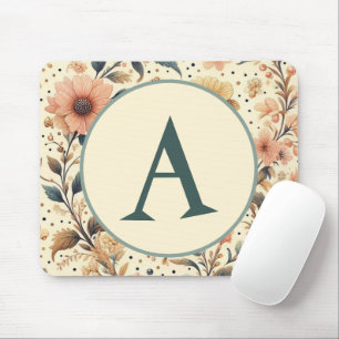 Mousepad Medley De Flor De Vintagem: Inicial Personalizada