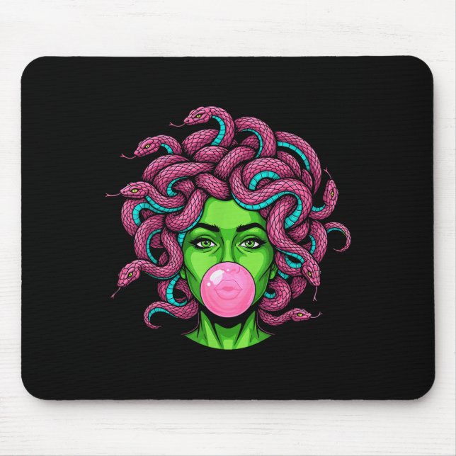 Mousepad Medusa Blowing Bubblegum P Art Mythology Design  (Frente)