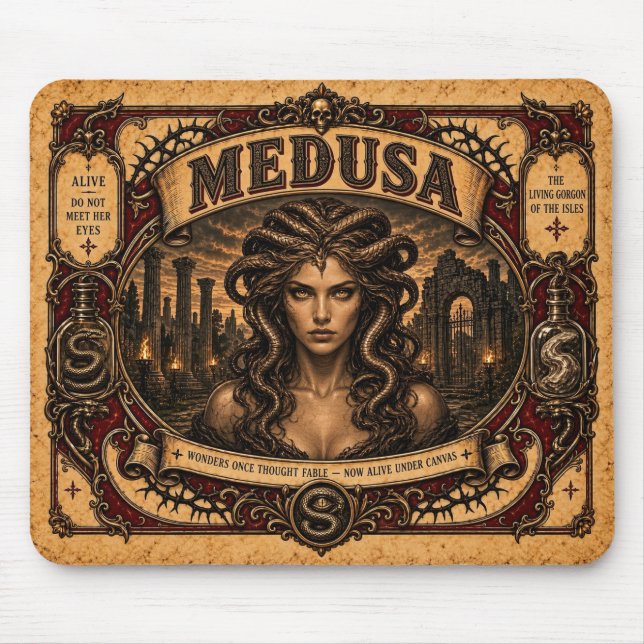 Mousepad Medusa, Monstro de Circo Vintage (Frente)