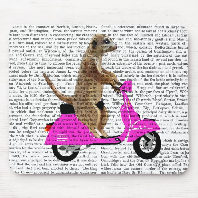 Mousepad Meerkat em Moped Rosa (Frente)