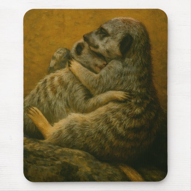 Mousepad Meerkat Embrace - Heart Wildlife Art Impressão (Frente)