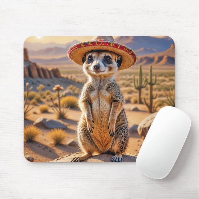 Mousepad Meerkat Vestindo um Sombrero (Com mouse)
